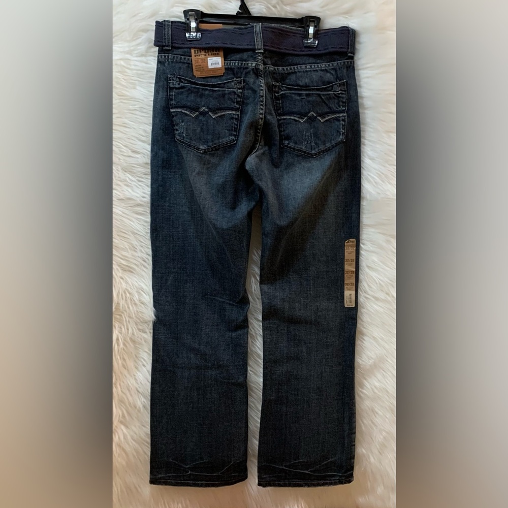 Urban Pipeline Relaxed Bootcut Dark Wash Distressed Denim Jeans Size 32/32 - Picture 5 of 12